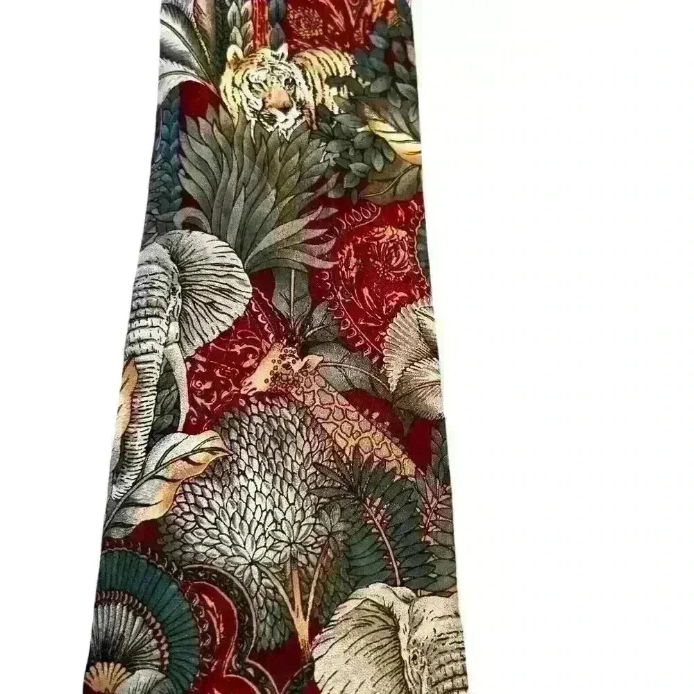 R Juliano 100%‎ Silk Tie Animal Print Business Preppy